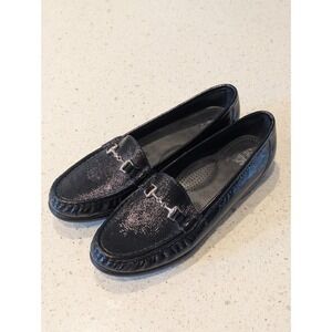 SAS Women's Horse Bit Loafer Size 8 S Slim AAA Comfort Patent Black Leather Shoe